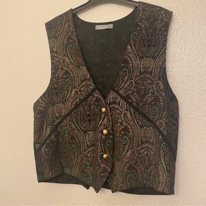 Vintage waistcoat vintage button up character costume paisley gold button vest M